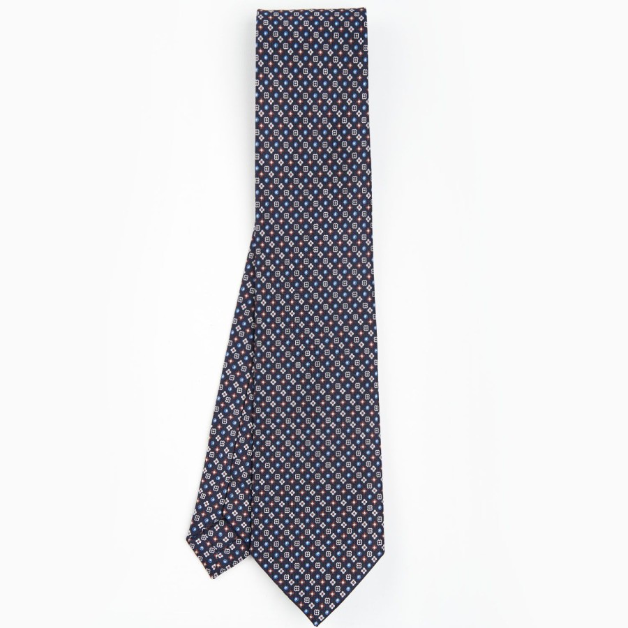 Wholesale E.Marinella Dark Blue Sartorial Classic Silk Tie - Small Flower Designs