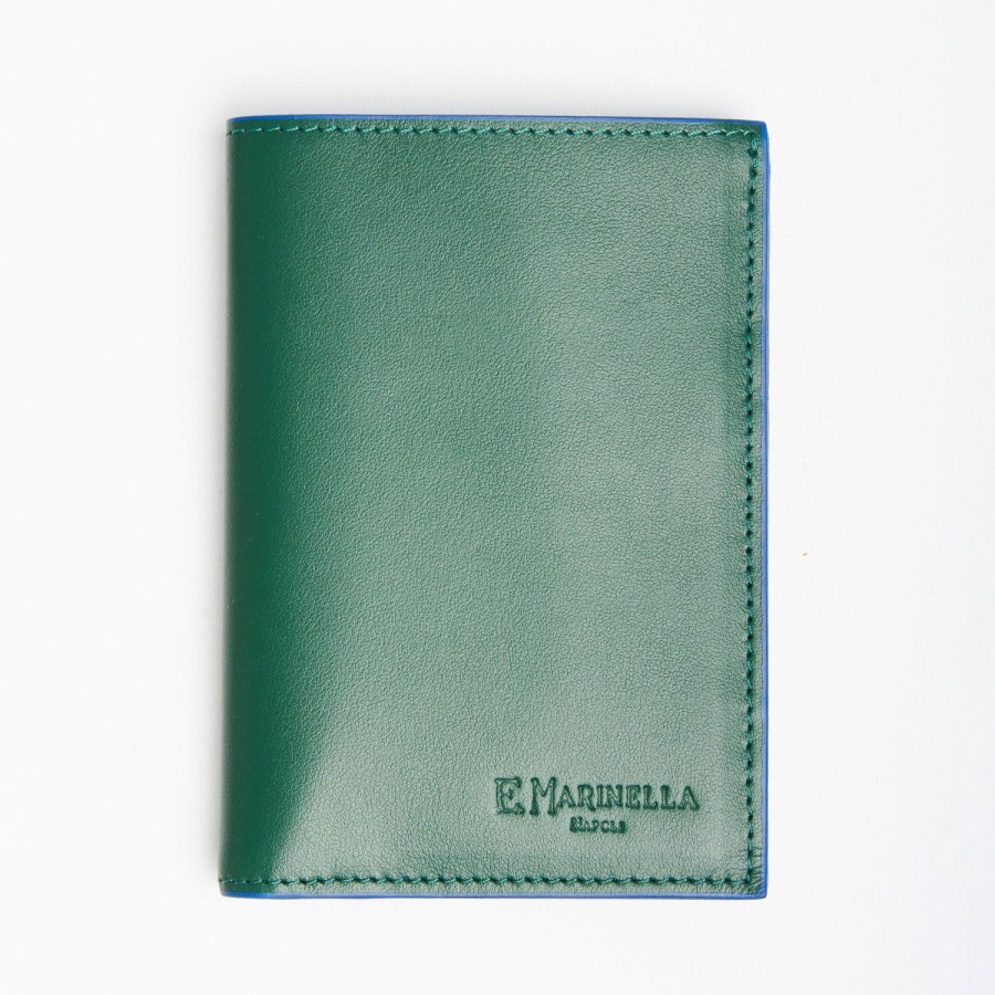 Clearance E.Marinella Dark Green Leather Vertical Wallet