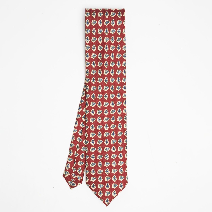 New E.Marinella Burgundy Heritage Collection Silk Tie - Large Flower Pattern