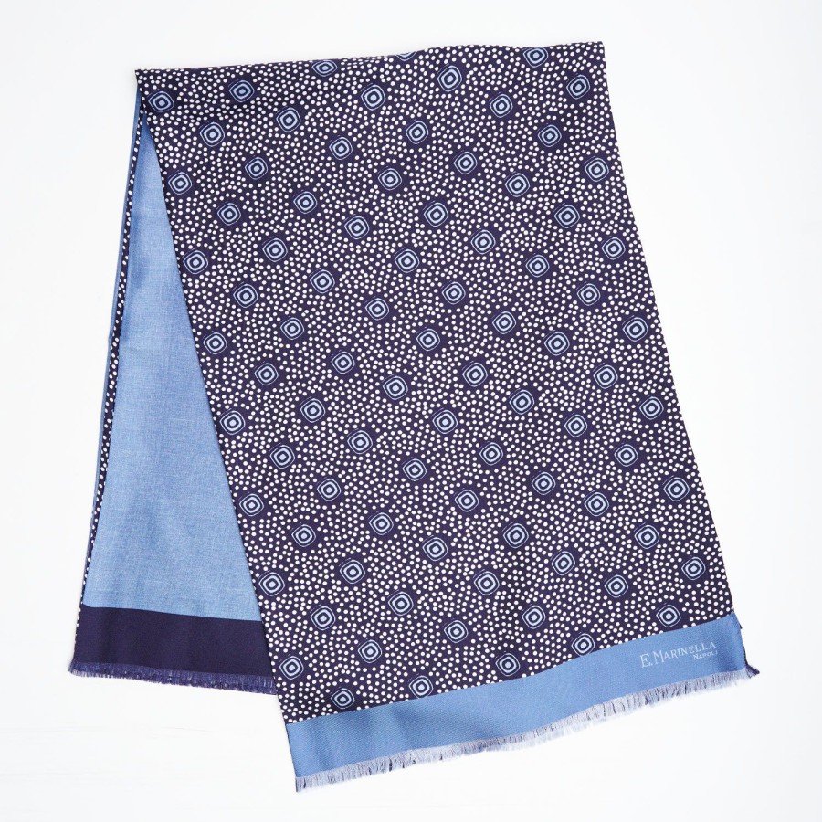 Wholesale E.Marinella Dark And Light Blue Double Silk Scarf