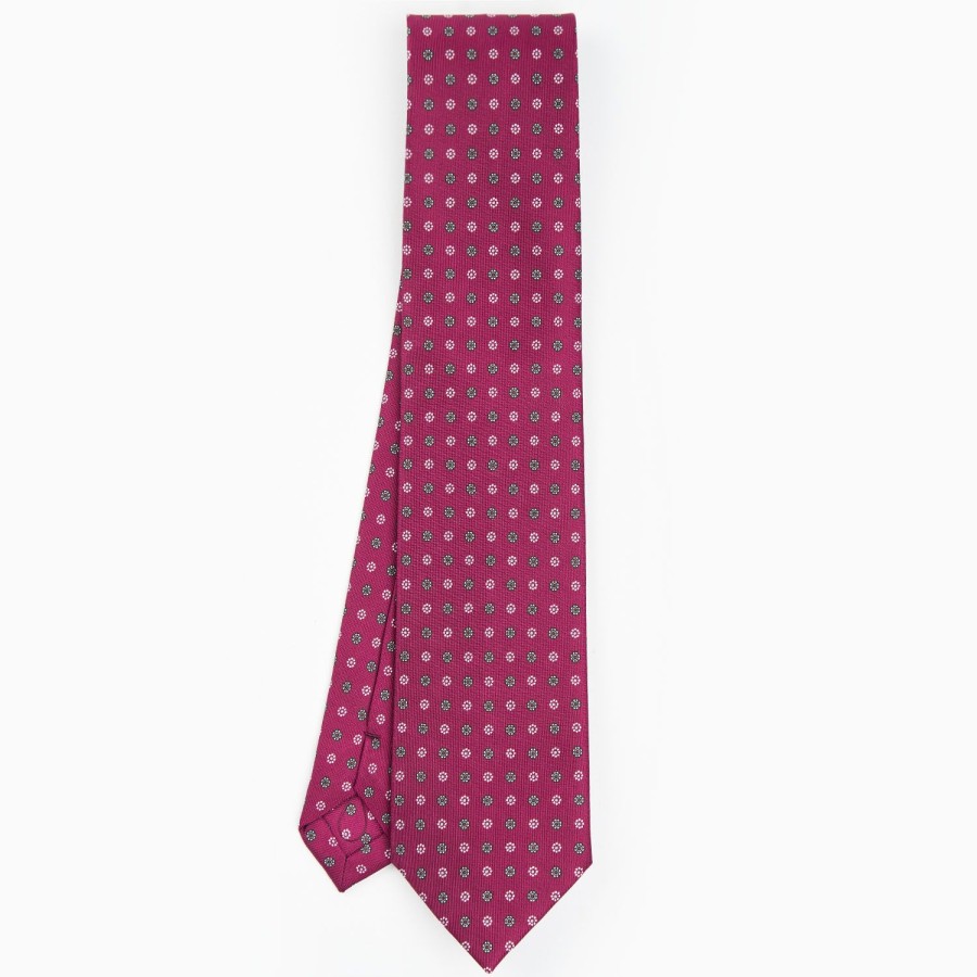 Online E.Marinella Burgundy Sartorial Classic Silk Tie - Small Flower Pattern