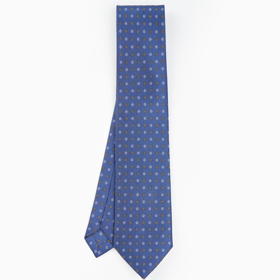 Online E.Marinella Dark Blue Sartorial Classic Silk Tie - Small Flower Pattern