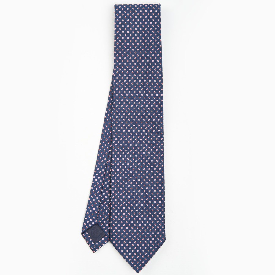 Hot E.Marinella Dark Blue Sartorial Jacquard Silk Tie - Small Geometric Designs