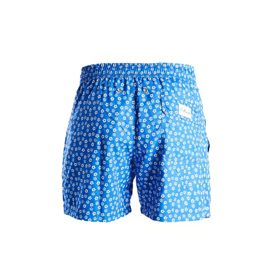 Best E.Marinella Light Blue Baby Swim Shorts - Large Flower Pattern