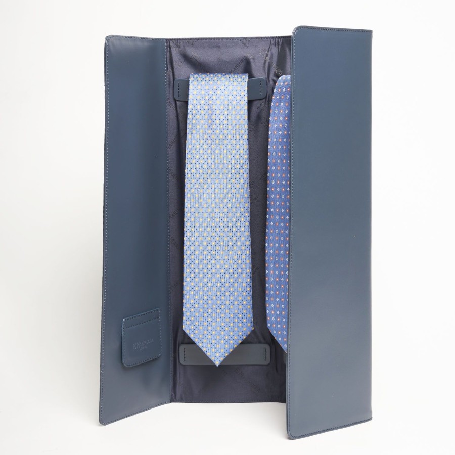 Wholesale E.Marinella Blue Travel Tie Holder In Leather