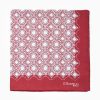 Best E.Marinella Burgundy Hand-Printed Silk Pocket Square Large Flower Pattern