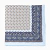 Online E.Marinella Light Blue Hand-Printed Silk Pocket Square Small Flower Pattern