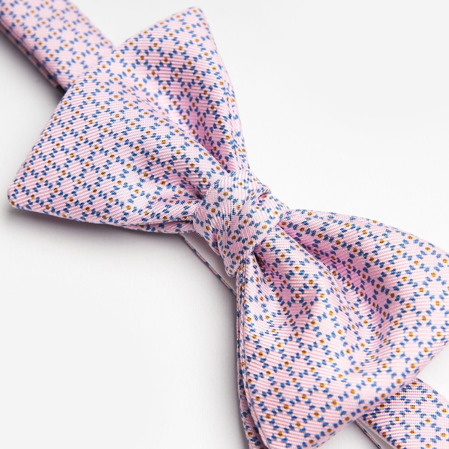 Wholesale E.Marinella Pink Pre-Knotted Silk Bowtie - Small Geometric Pattern