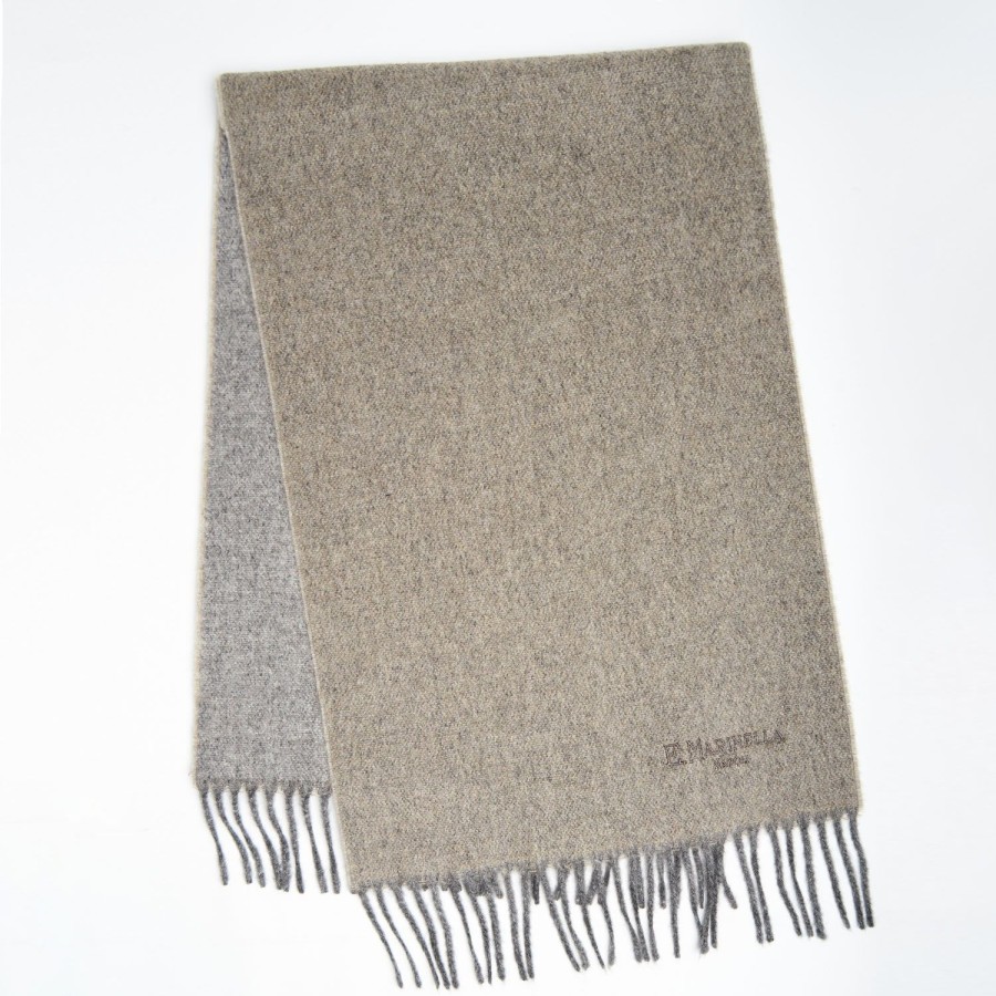 Online E.Marinella Beige And Grey Double-Faced Cashmere Scarf