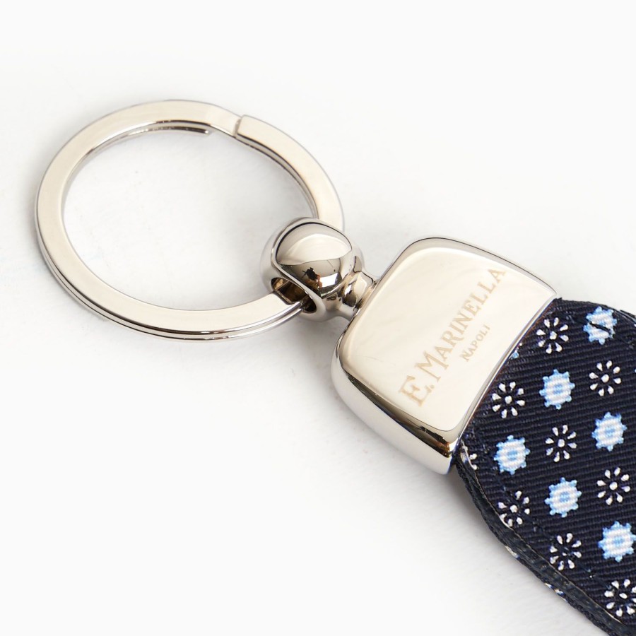 Best E.Marinella Dark Blue Keyfob In Silk And Leather