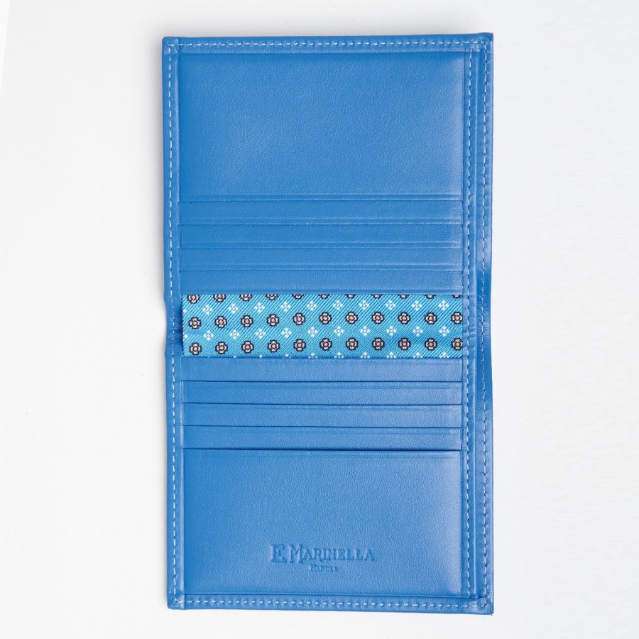 Wholesale E.Marinella Mid Blue Small Wallet In Silk And Leather