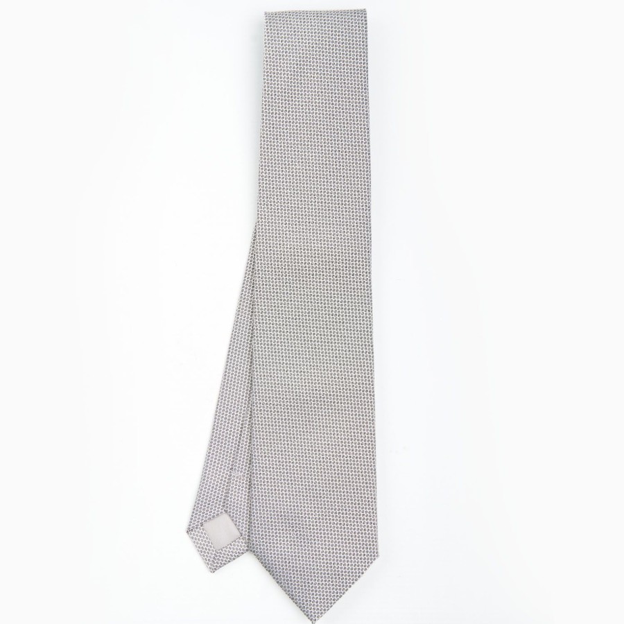 Best E.Marinella Light Grey Ceremonial Jacquard Silk Tie - Small Geometric Pattern