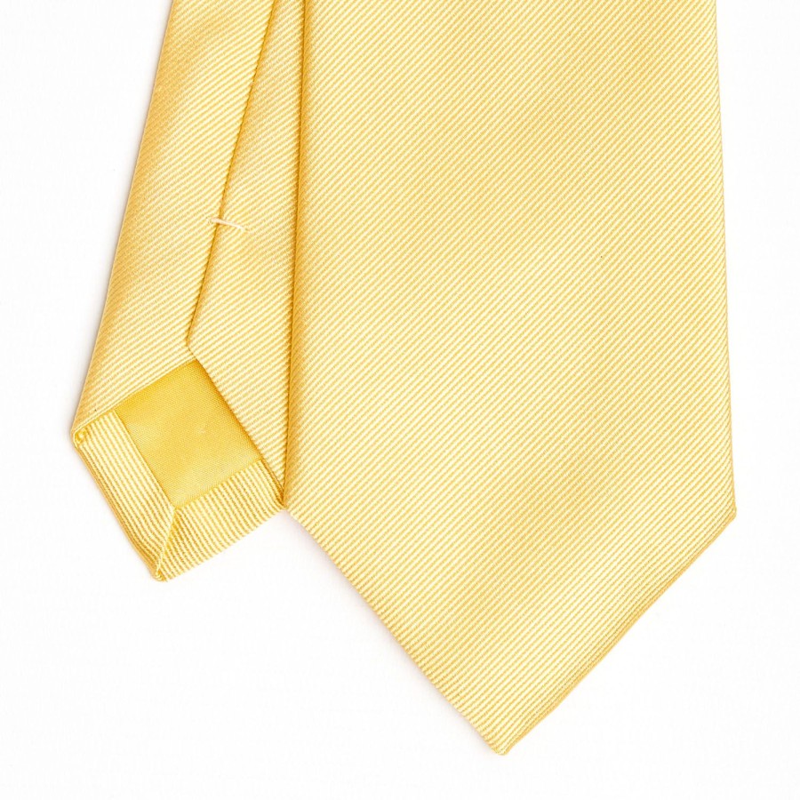 New E.Marinella Yellow Sartorial Jacquard Silk Tie - Solid Colours