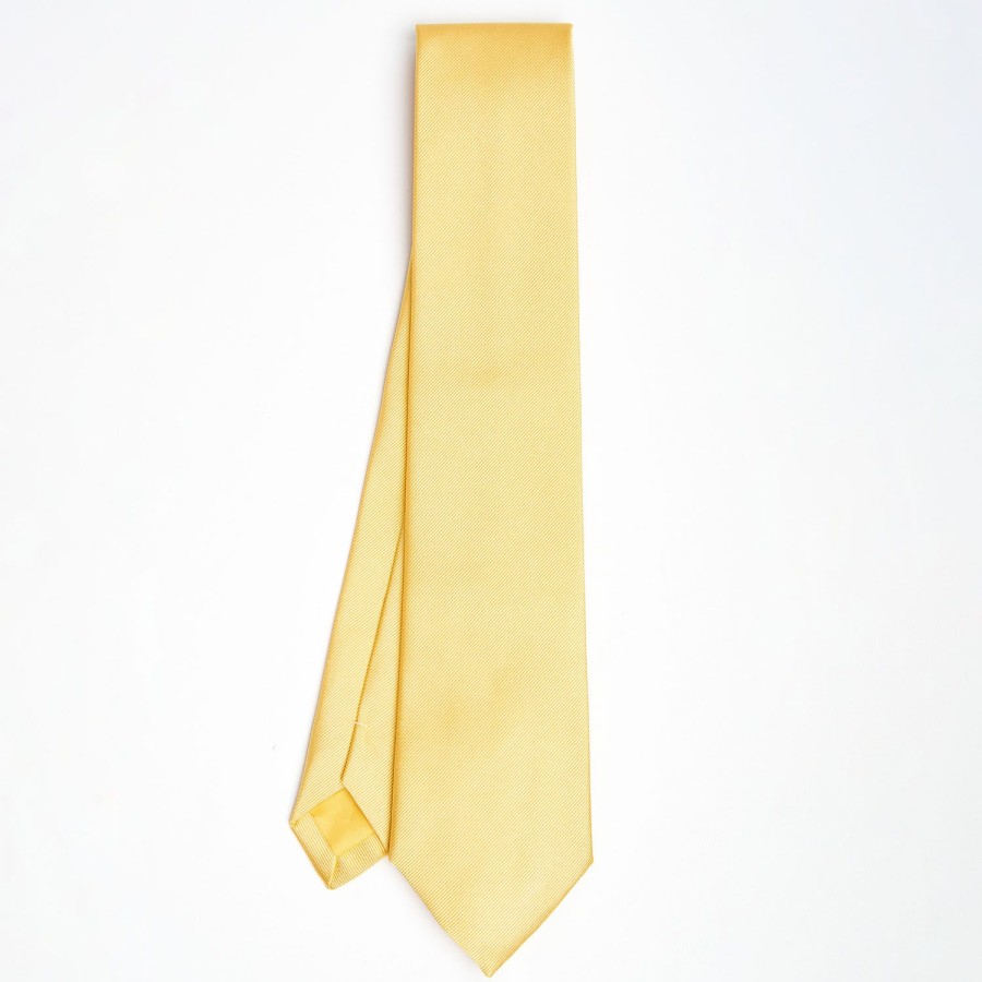 New E.Marinella Yellow Sartorial Jacquard Silk Tie - Solid Colours