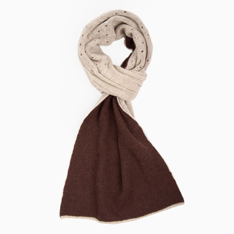 Clearance E.Marinella Brown And Beige Dots Cashmere Neck Warmer