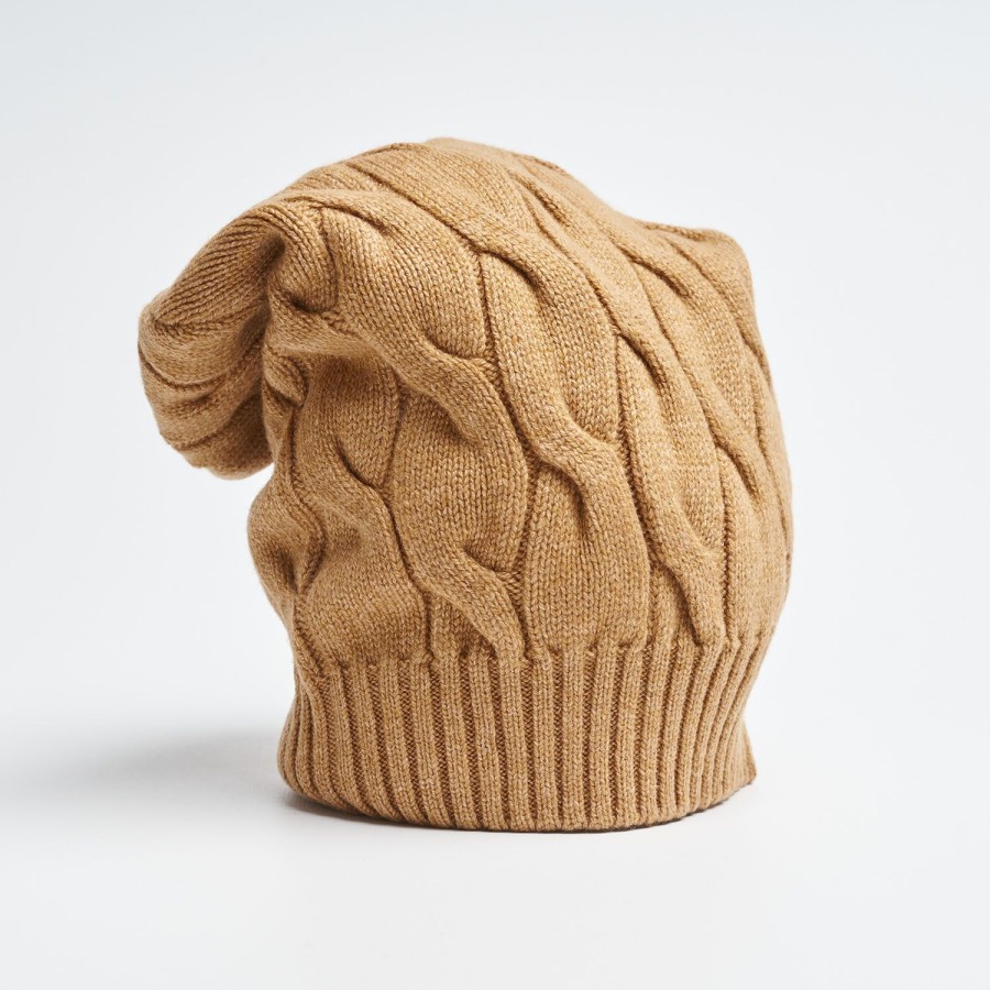 Wholesale E.Marinella Cable-Knit Camel Wool Hat