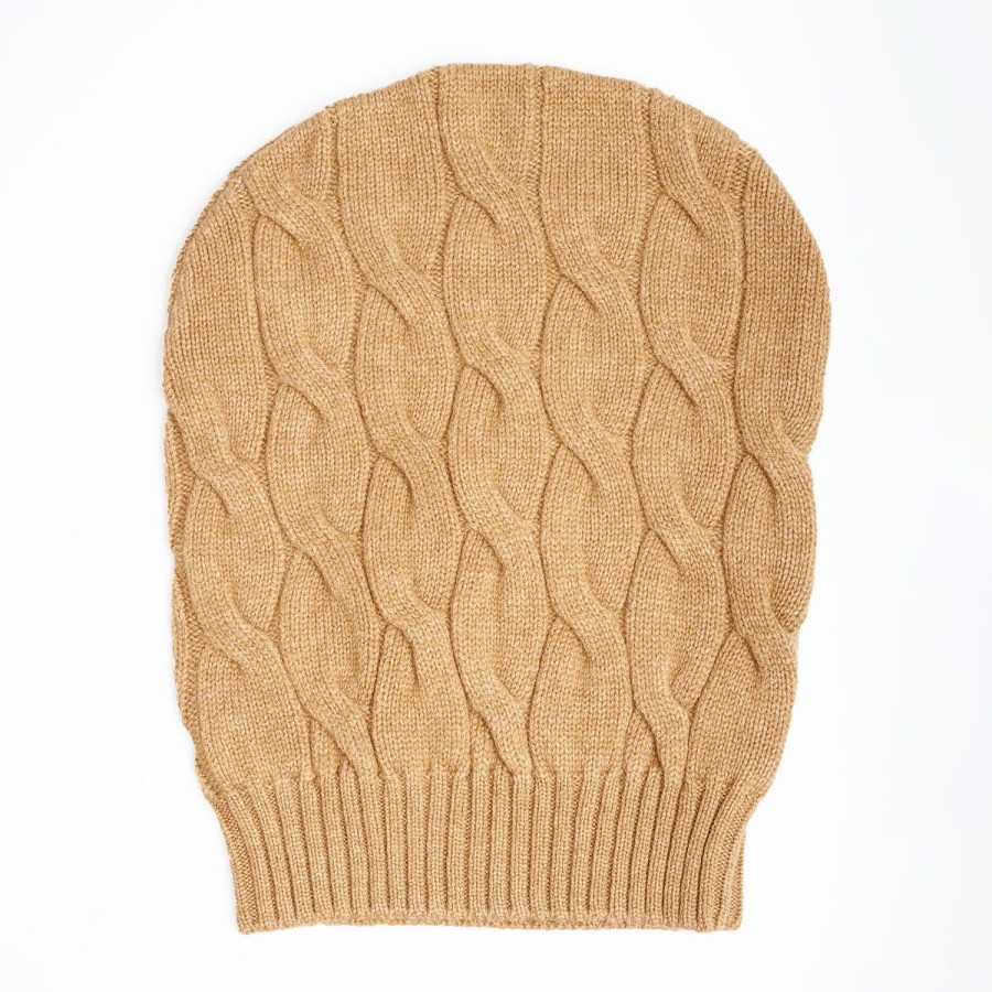 Wholesale E.Marinella Cable-Knit Camel Wool Hat