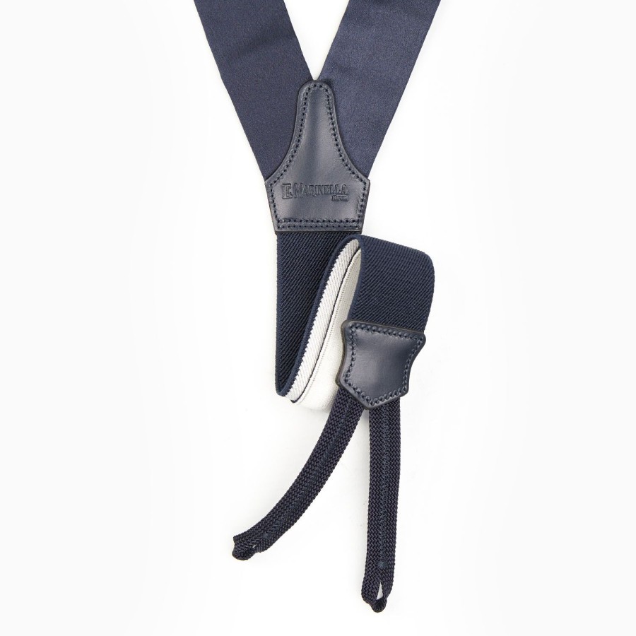 Best E.Marinella Dark Blue Satin Silk Braces