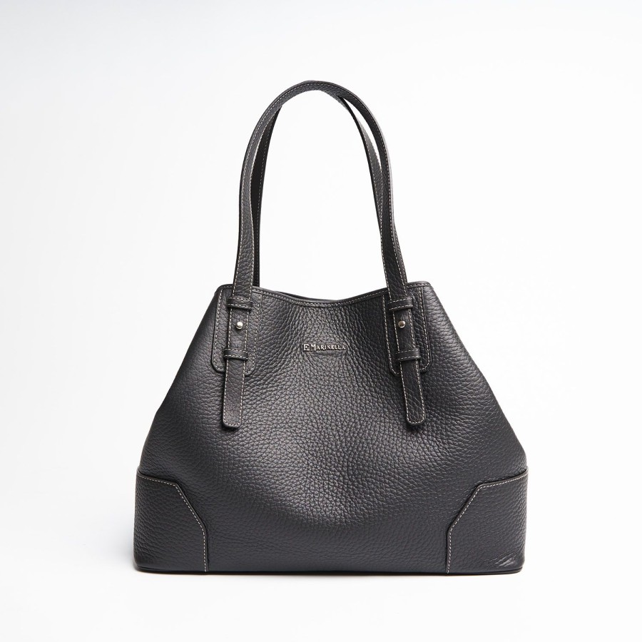 Clearance E.Marinella Black Textured Leather Tote Bag