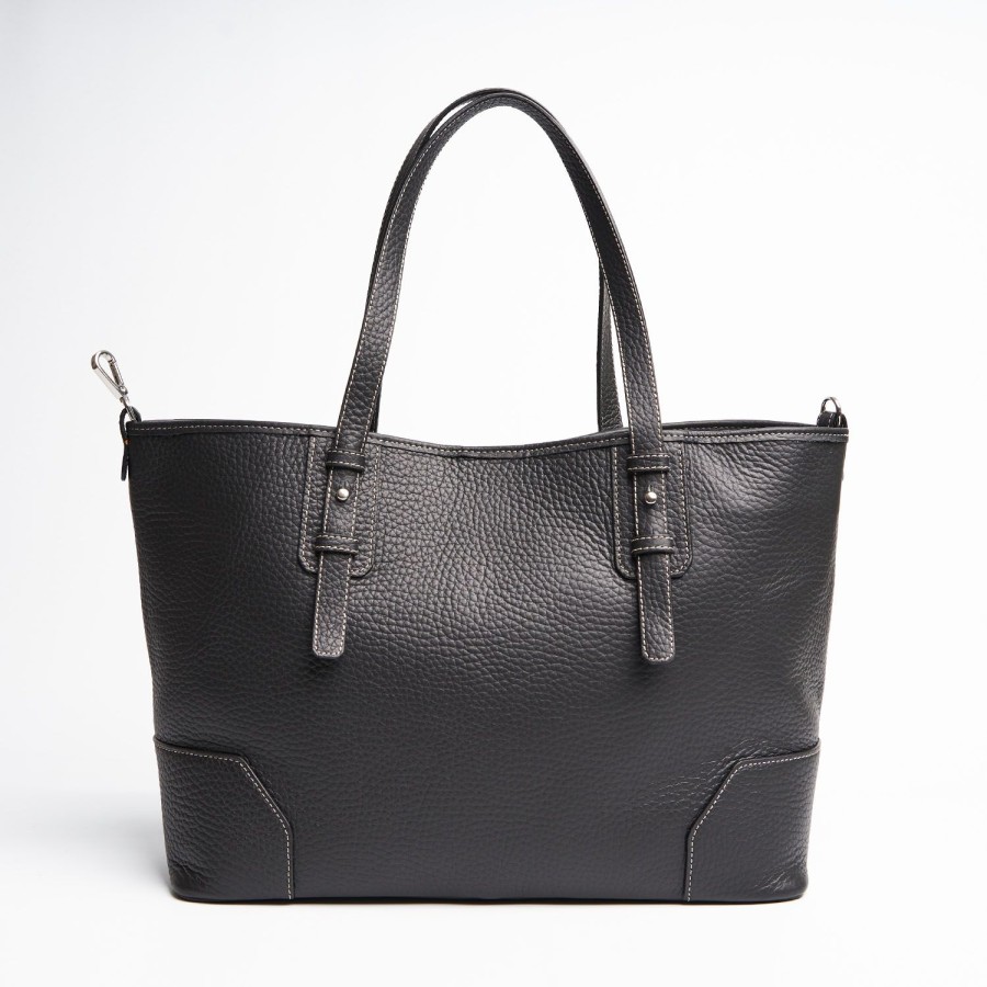 Clearance E.Marinella Black Textured Leather Tote Bag