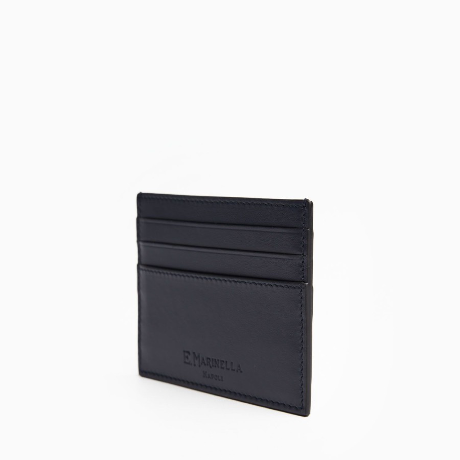 Hot E.Marinella Dark Blue Leather Credit Card Holder - 7 Compartments