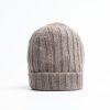 Online E.Marinella Taupe Colour Cashmere Ribbed Beanie