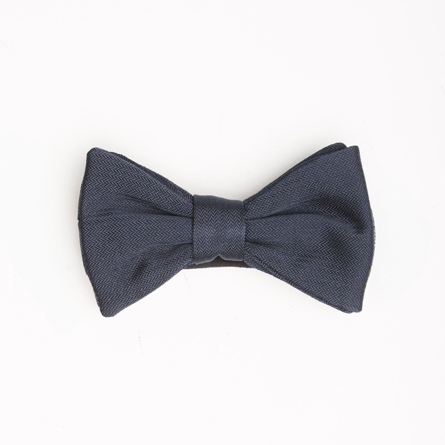 Wholesale E.Marinella Dark Blue Pre-Knotted Silk Bowtie - Solid Color