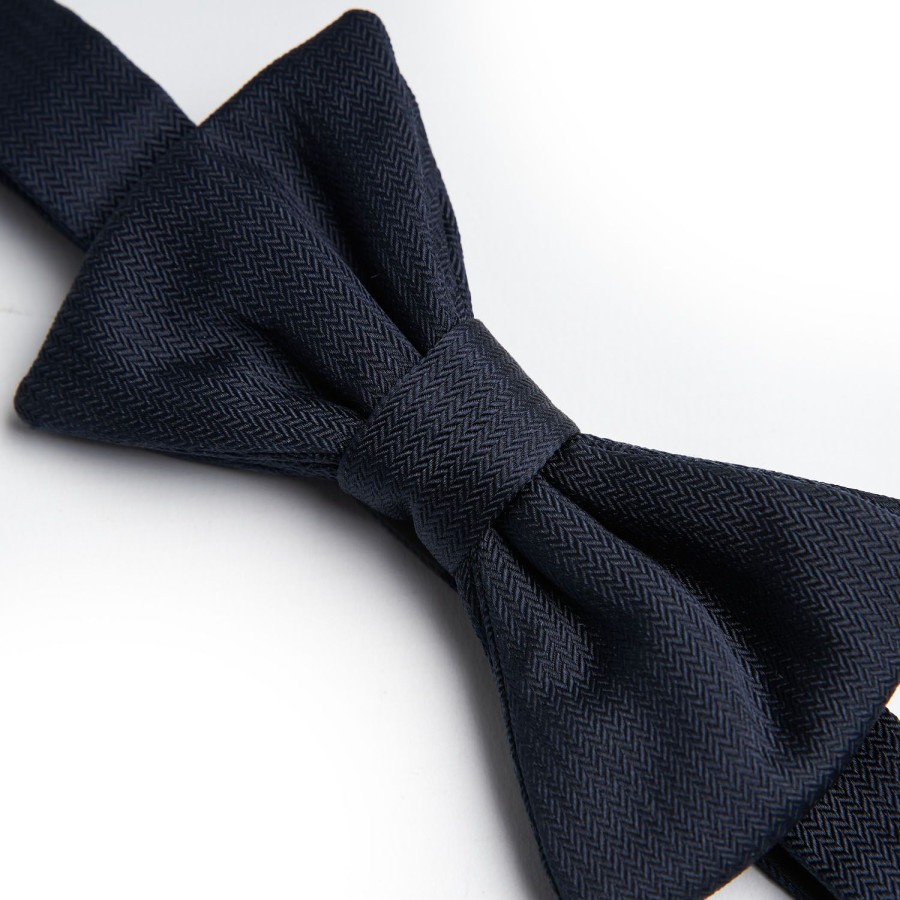 Wholesale E.Marinella Dark Blue Pre-Knotted Silk Bowtie - Solid Color