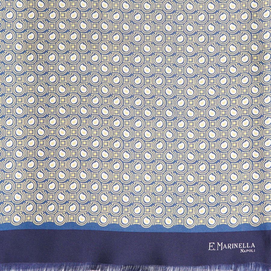 Clearance E.Marinella Beige And Blue Double Silk Scarf