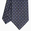 Clearance E.Marinella Dark Blue Sartorial Classic Silk Tie - Small Flower Pattern