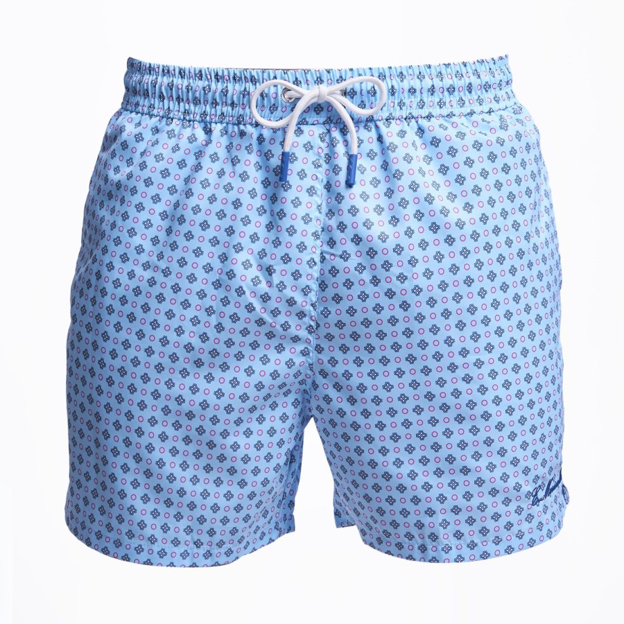 Online E.Marinella Light Blue Swim Short - Small Flower Pattern