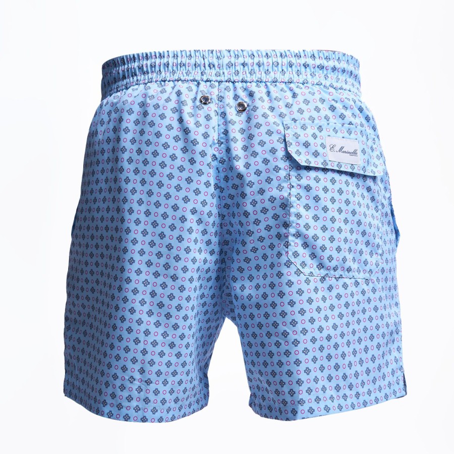 Online E.Marinella Light Blue Swim Short - Small Flower Pattern