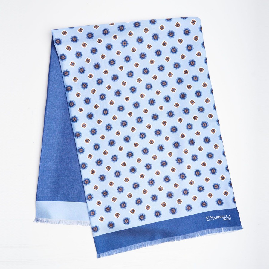 Wholesale E.Marinella Dark And Light Blue Double Silk Scarf