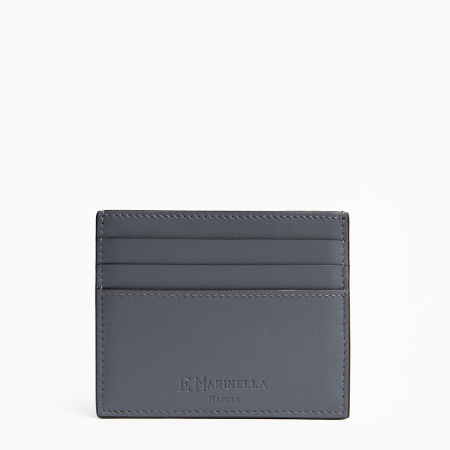 New E.Marinella Dark Grey Leather Credit Card Holder