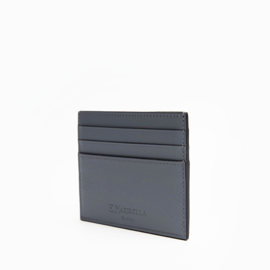 New E.Marinella Dark Grey Leather Credit Card Holder