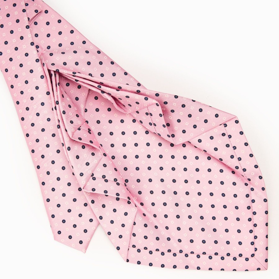 Best E.Marinella Pink 9 Fold Sartorial Silk Tie Small Flower Pattern