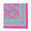 Clearance E.Marinella Fuchsia Hand-Printed Silk Pocket Square - Paisley Pattern