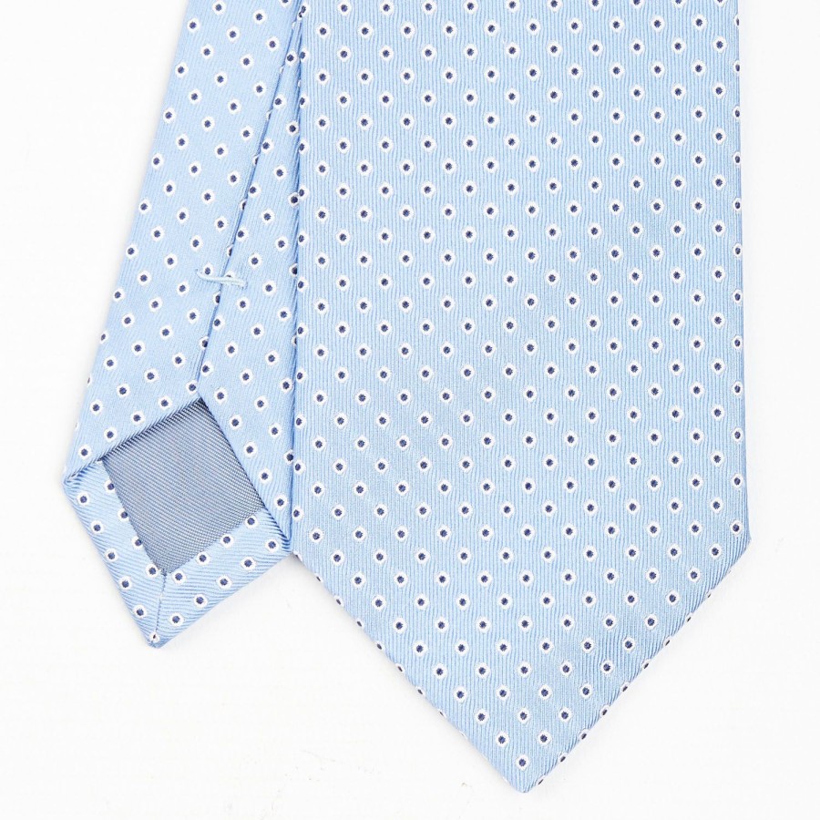 Online E.Marinella Light Blue Sartorial Jacquard Silk Tie - Small Geometric Designs