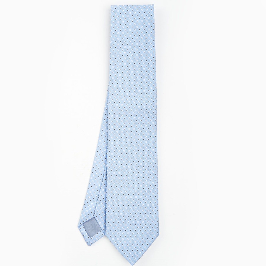 Online E.Marinella Light Blue Sartorial Jacquard Silk Tie - Small Geometric Designs