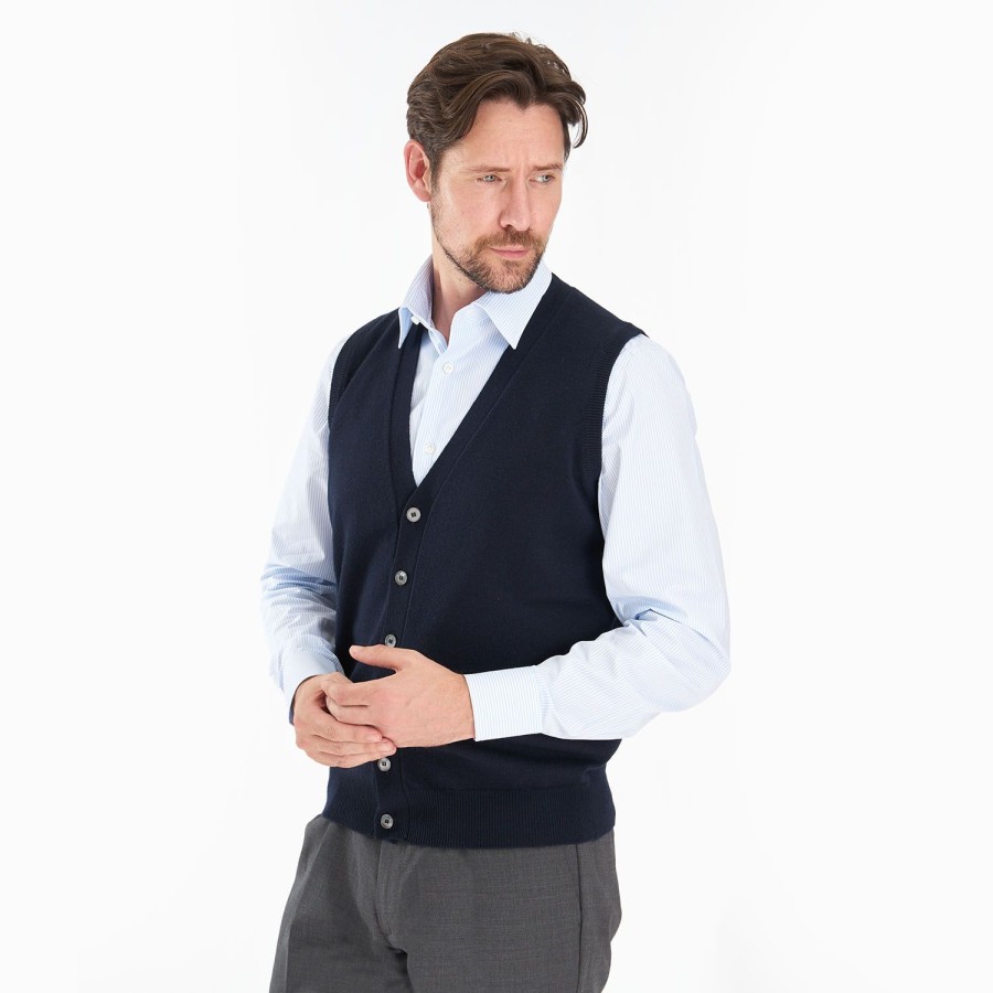 Best E.Marinella Dark Blue Wool And Cashmere Gilet