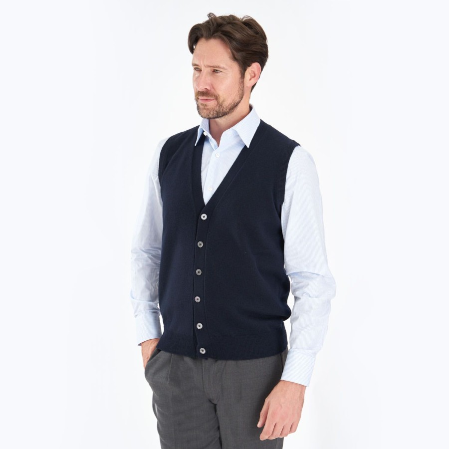 Best E.Marinella Dark Blue Wool And Cashmere Gilet