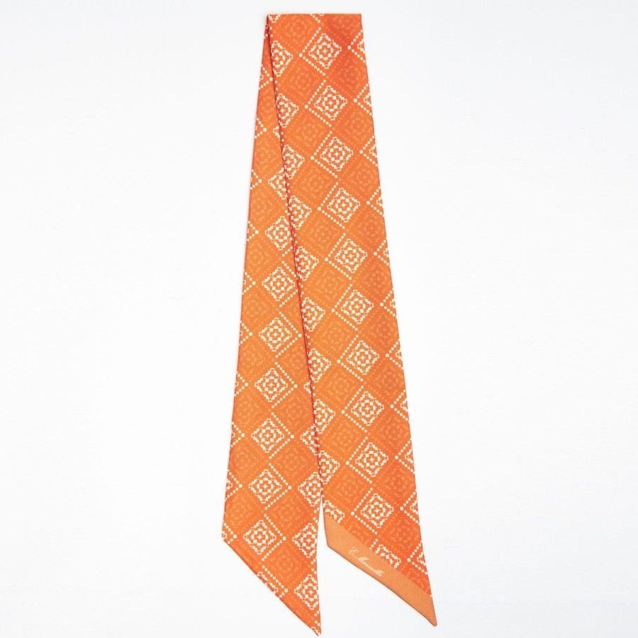 New E.Marinella Orange Silk Twilly - Archivio Pattern