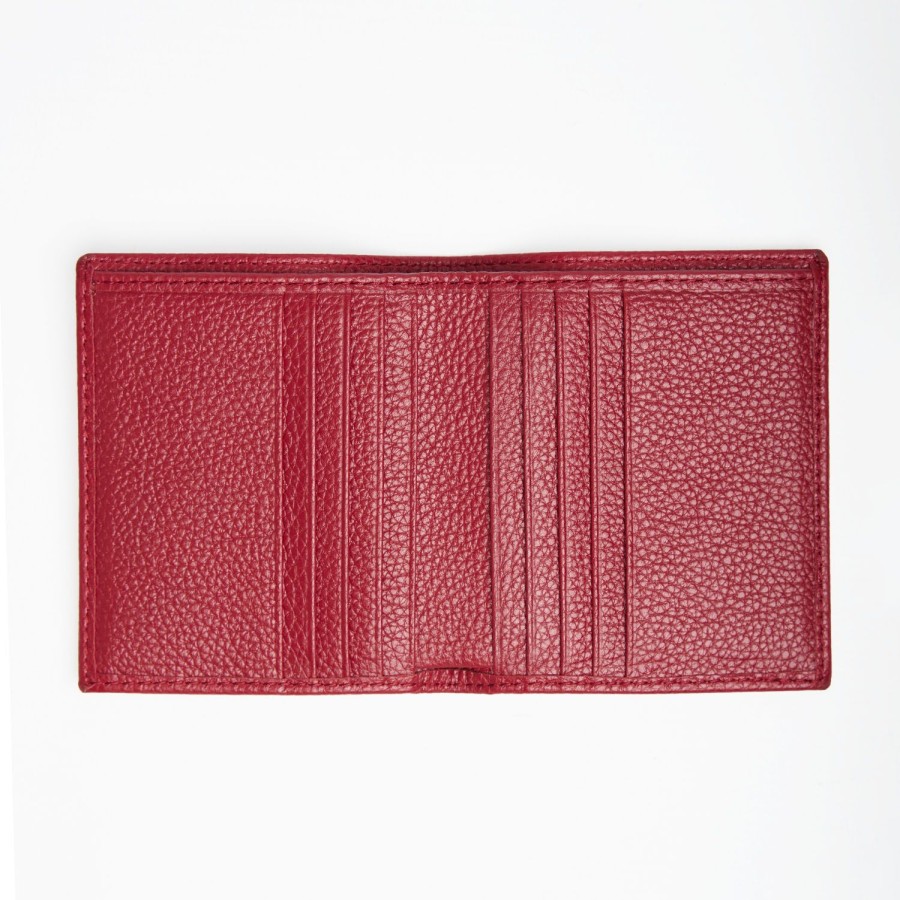 Online E.Marinella Burgundy Hammered Leather Small Wallet