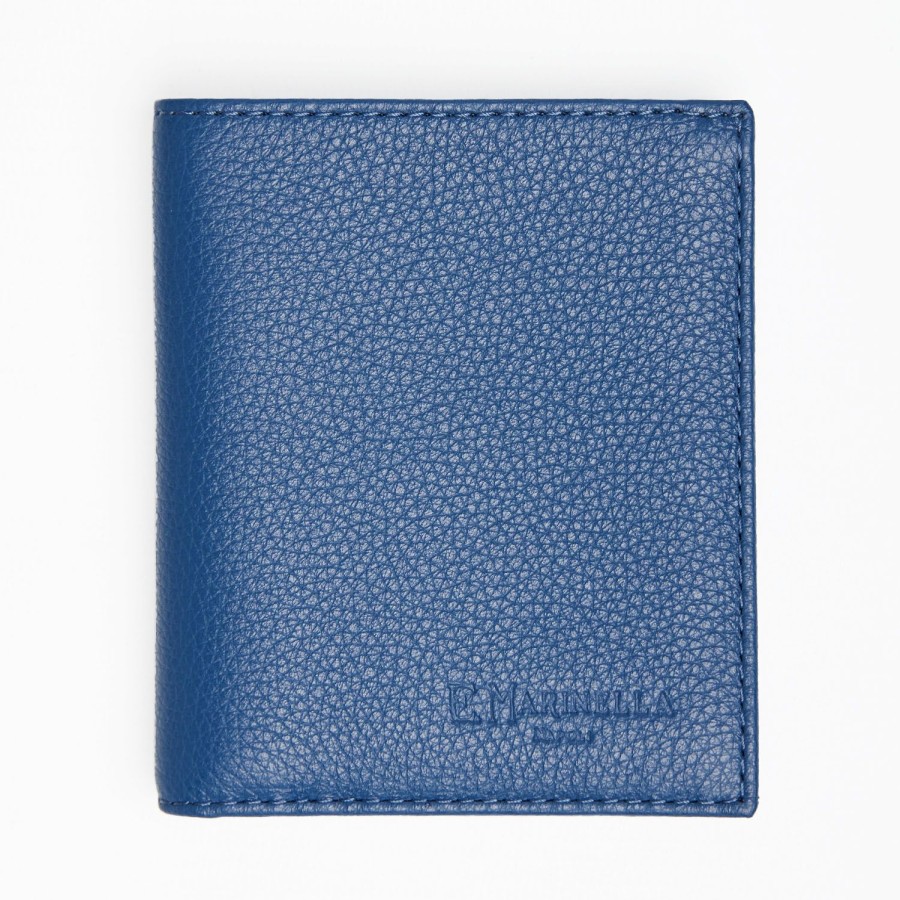 Best E.Marinella Blue Hammered Leather Small Wallet