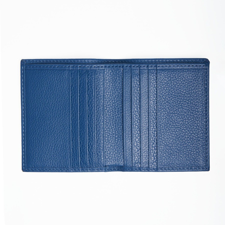 Best E.Marinella Blue Hammered Leather Small Wallet