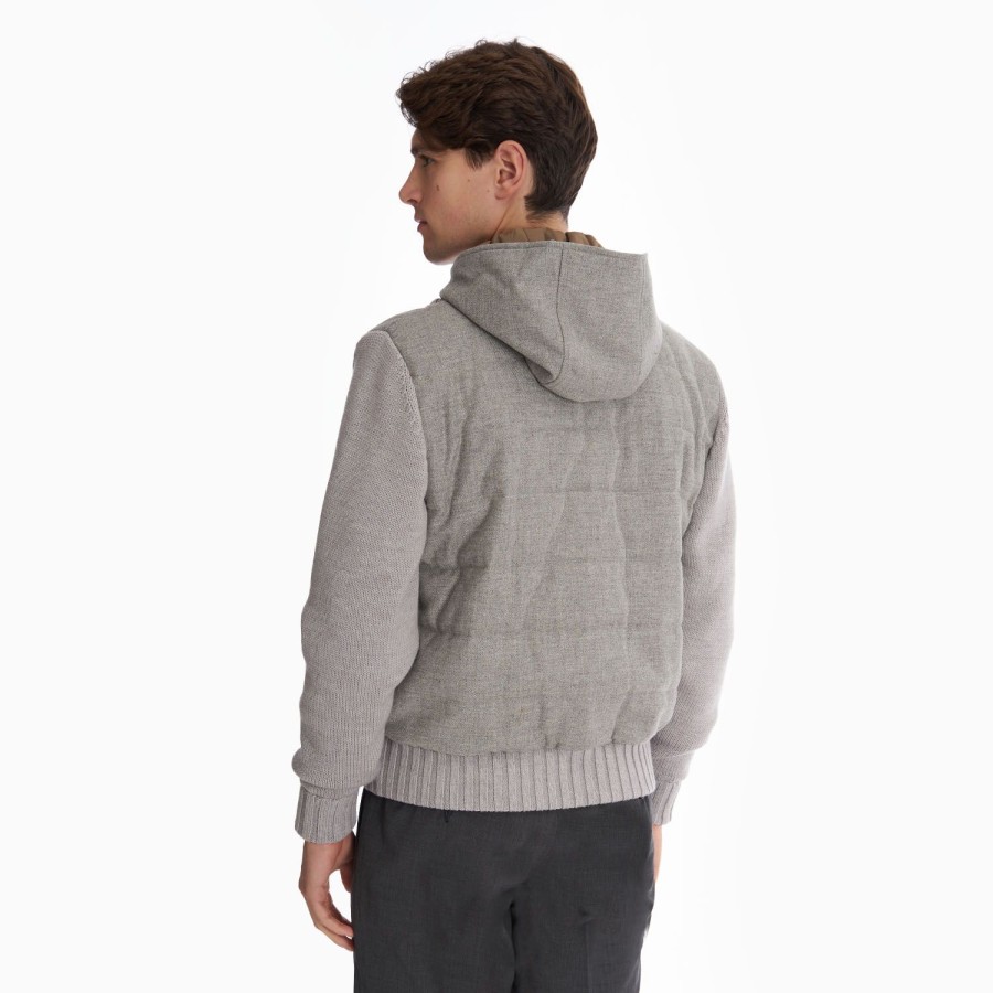 Clearance E.Marinella Gray Wool Tricot Knitted Bomber Jacket