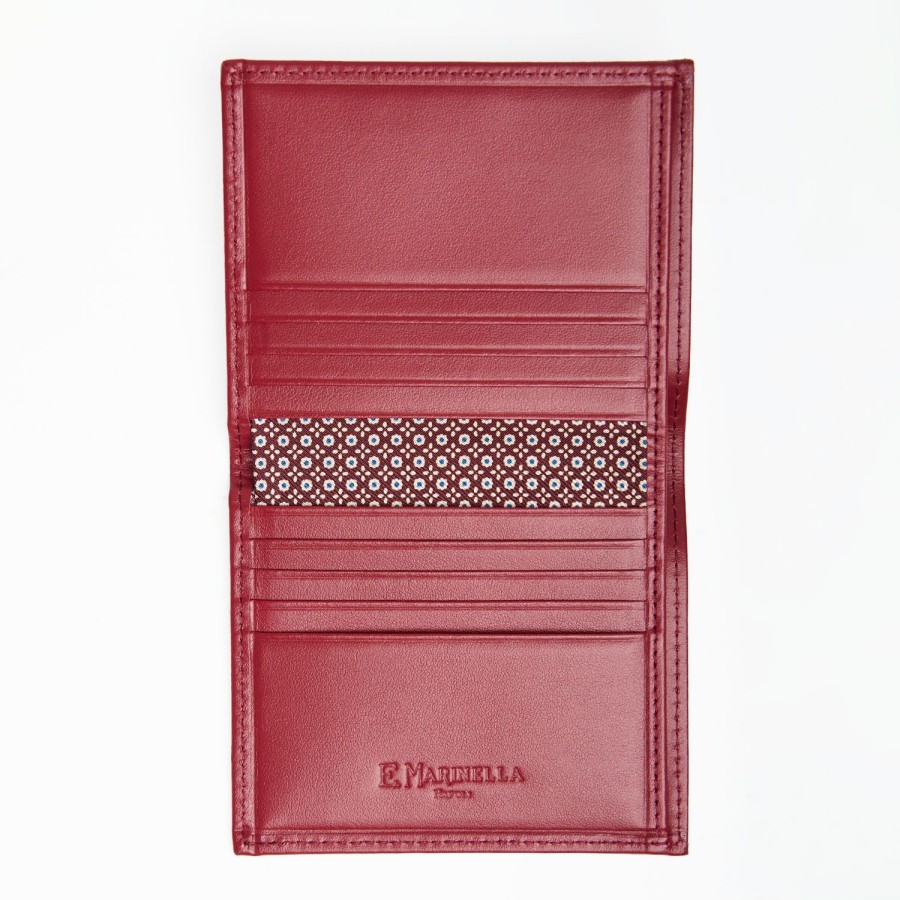 Clearance E.Marinella Burgundy Small Wallet In Silk And Leather