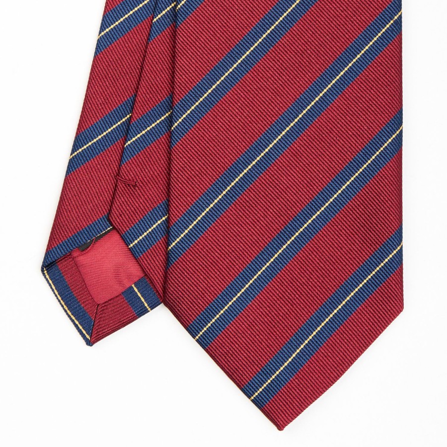 New E.Marinella Burgundy Sartorial Striped Silk Tie