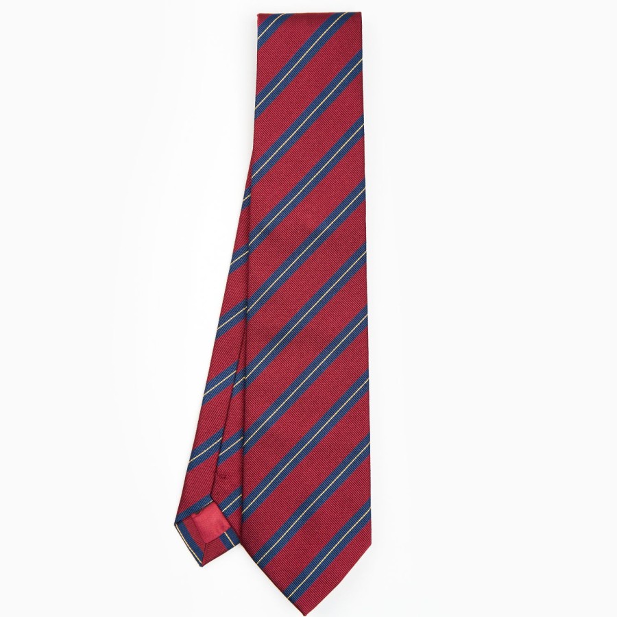 New E.Marinella Burgundy Sartorial Striped Silk Tie