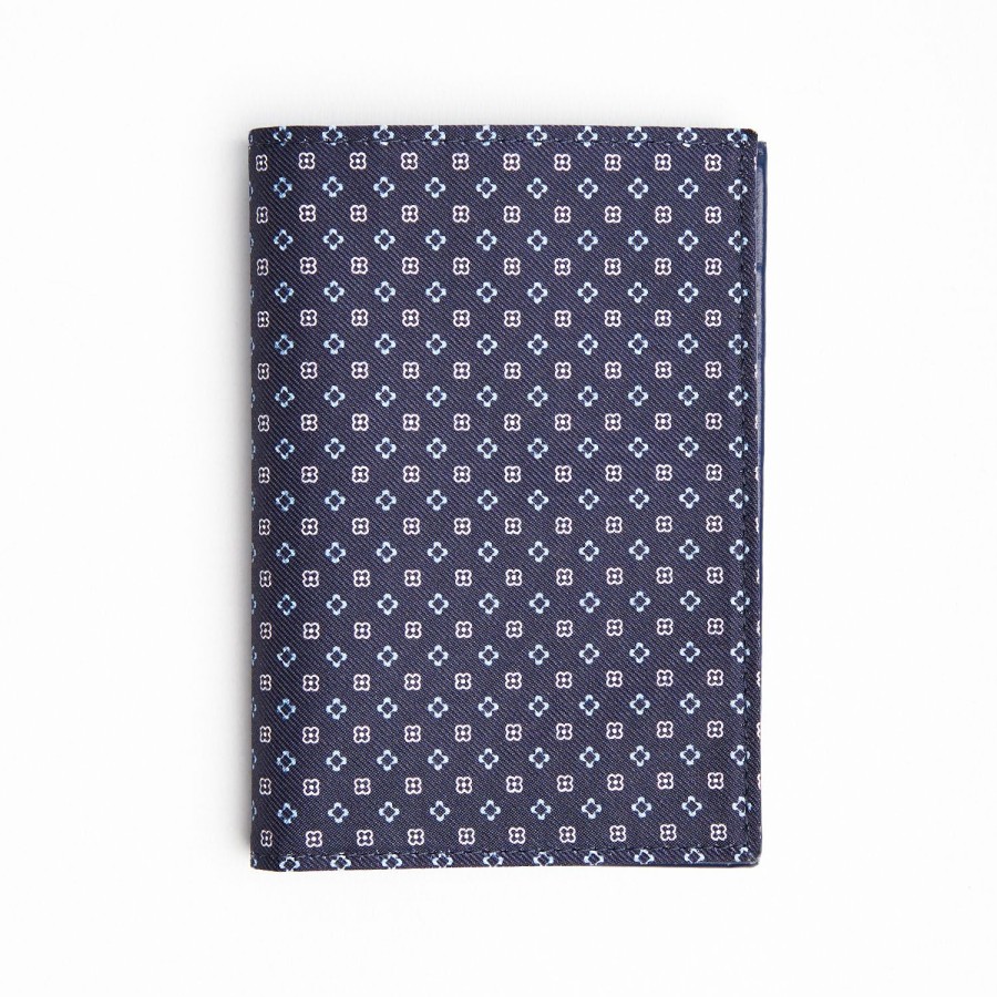 Clearance E.Marinella Dark Blue Vertical Wallet In Silk And Leather